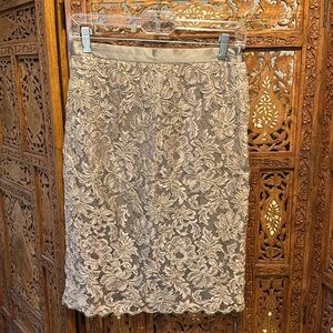 Escada Women’s Gold and Camel Lined Lace Pencil Skirt-Size 36-US6